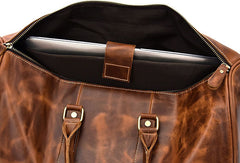 Genuine Leather Mens Cool Vintage Brown Weekender Bag Travel Bag Duffle Bags Overnight Bag Holdall Bag for men
