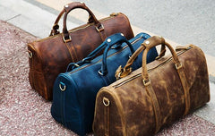 Genuine Leather Mens Large Brown Travel Bag Cool Duffle Bag Shoulder Bag Weekender Bag for Men