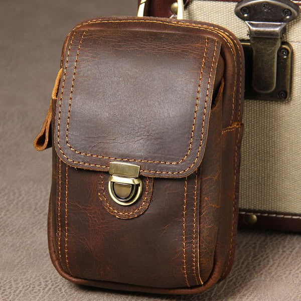 Leather Cell Phone Belt Pouch Leather Belt - Back View