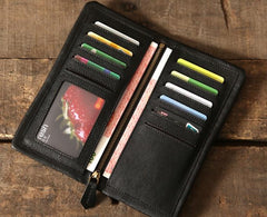Genuine Leather Mens Soft Cool Long Leather Wallet Men Card Wallet Bifold for Men