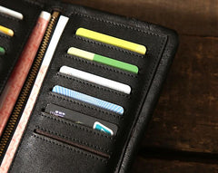 Genuine Leather Mens Soft Cool Long Leather Wallet Men Card Wallet Bifold for Men