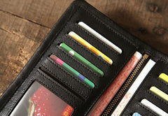 Genuine Leather Mens Soft Cool Long Leather Wallet Men Card Wallet Bifold for Men