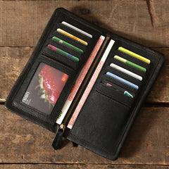 Genuine Leather Mens Soft Cool Long Leather Wallet Men Card Wallet Bifold for Men