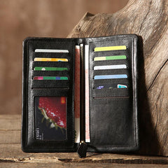 Genuine Leather Mens Soft Cool Long Leather Wallet Men Card Wallet Bifold for Men