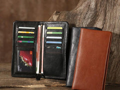 Genuine Leather Mens Soft Cool Long Leather Wallet Men Card Wallet Bifold for Men