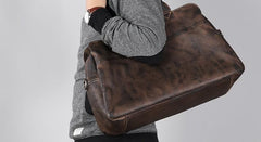 Cool Leather Mens Travel Bag Shoulder Bag Handbags Weekender Bag for Men