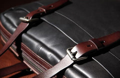 Vintage Leather Mens Black Briefcase Work Bag Laptop Bag Business Bag for Men