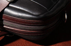 Vintage Leather Mens Black Briefcase Work Bag Laptop Bag Business Bag for Men