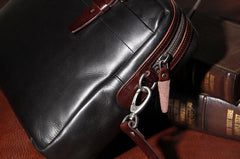 Vintage Leather Mens Black Briefcase Work Bag Laptop Bag Business Bag for Men