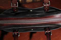 Vintage Leather Mens Black Briefcase Work Bag Laptop Bag Business Bag for Men