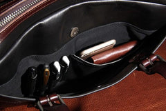 Vintage Leather Mens Black Briefcase Work Bag Laptop Bag Business Bag for Men