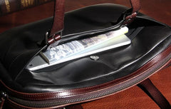 Vintage Leather Mens Black Briefcase Work Bag Laptop Bag Business Bag for Men