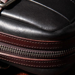 Vintage Leather Mens Black Briefcase Work Bag Laptop Bag Business Bag for Men