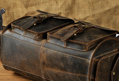 Genuine Leather Mens Vintage Black Coffee Cool Weekender Bag Travel Bag Shoulder Bag for men
