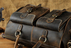 Genuine Leather Mens Vintage Black Coffee Cool Weekender Bag Travel Bag Shoulder Bag for men