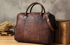 Vintage Leather Mens Brown Briefcase Work Bag Laptop Bag Business Bag for Men