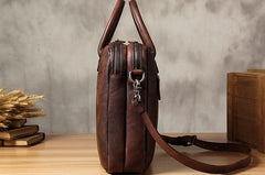 Vintage Leather Mens Brown Briefcase Work Bag Laptop Bag Business Bag for Men