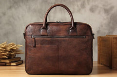 Vintage Leather Mens Brown Briefcase Work Bag Laptop Bag Business Bag for Men