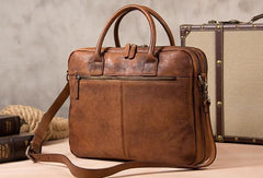 Vintage Leather Mens Brown Briefcase Work Bag Laptop Bag Business Bag for Men