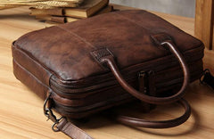 Vintage Leather Mens Brown Briefcase Work Bag Laptop Bag Business Bag for Men