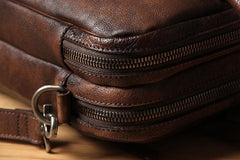 Vintage Leather Mens Brown Briefcase Work Bag Laptop Bag Business Bag for Men