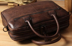 Vintage Leather Mens Brown Briefcase Work Bag Laptop Bag Business Bag for Men