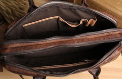 Vintage Leather Mens Brown Briefcase Work Bag Laptop Bag Business Bag for Men