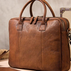 Vintage Leather Mens Brown Briefcase Work Bag Laptop Bag Business Bag for Men