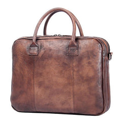 Vintage Leather Mens Brown Briefcase Work Bag Laptop Bag Business Bag for Men