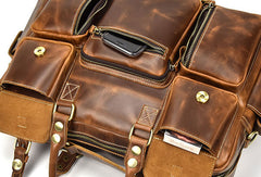Genuine Leather Mens Vintage Brown Cool Weekender Bag Large Travel Bag Briefcase for men