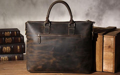 Vintage Leather Mens Coffee Briefcase Shoulder Bag Work Bag Laptop Bag Business Bag for Men