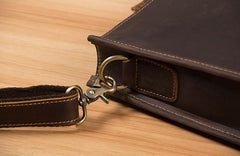 Vintage Leather Mens Coffee Briefcase Shoulder Bags Work Bag Laptop Bag for Men