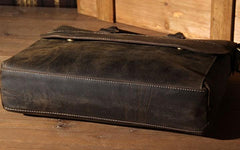 Vintage Leather Mens Coffee Briefcase Shoulder Bag Work Bag Laptop Bag Business Bag for Men