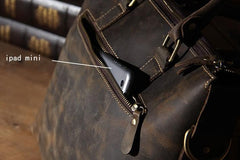 Vintage Leather Mens Coffee Briefcase Shoulder Bag Work Bag Laptop Bag Business Bag for Men