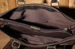 Vintage Leather Mens Coffee Briefcase Shoulder Bag Work Bag Laptop Bag Business Bag for Men