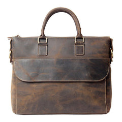 Vintage Leather Mens Coffee Briefcase Shoulder Bag Work Bag Laptop Bag Business Bag for Men