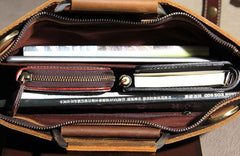 Leather Mens Vintage Briefcase Handbag Work Bag Business Bag Laptop Bag for men
