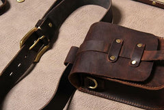 Leather Belt Pouch Mens Small Cases Waist Bag Belt Bags Shoulder Bag for Men