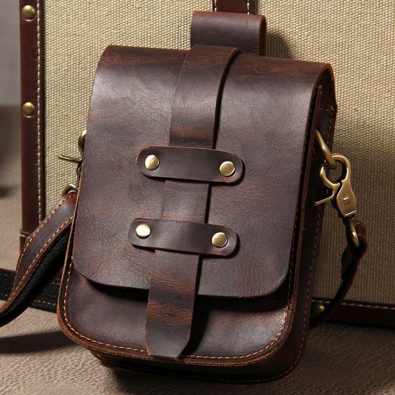 Leather Belt Pouch Mens Small Cases Waist Bag Belt Bags Shoulder Bag f