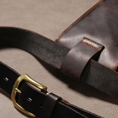 Leather Belt Pouch Mens Small Cases Waist Bag Belt Bags Shoulder Bag for Men