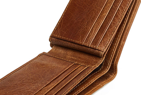 Genuine Leather Mens Wallet Cool billfold Slim Bifold Wallet Card Coin Holder Wallet Purse for Mens