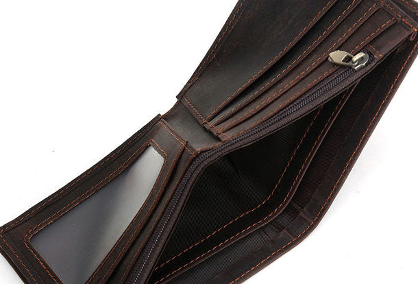 Genuine Leather Mens Wallet Cool billfold Slim Bifold Wallet Card Wallet Purse for Mens