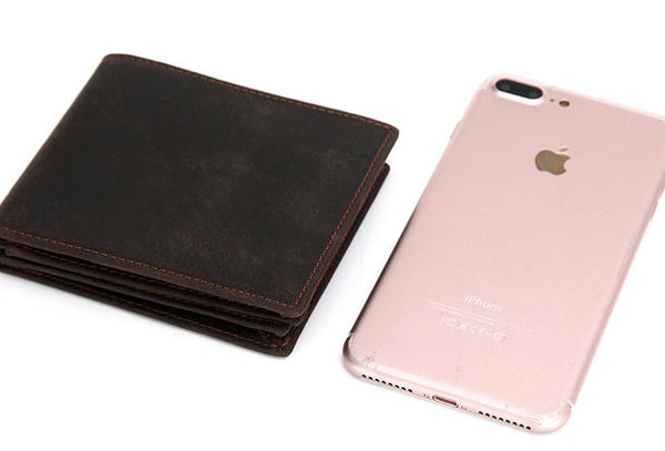 Genuine Leather Mens Wallet Cool billfold Slim Bifold Wallet Card Wallet Purse f FY00681068