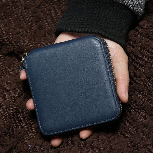 Leather Mens Zipper Cool billfold Leather Wallet Men Small Wallets Bifold for Men