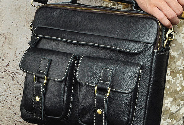 Genuine Leather Messenger Bag Briefcase Bag Cross Body Cool Chest Bag Travel Bag Hiking Bag For Men
