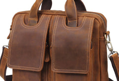 Vintage Mens Brown Leather Briefcase Work Bag Business Handbag For Men