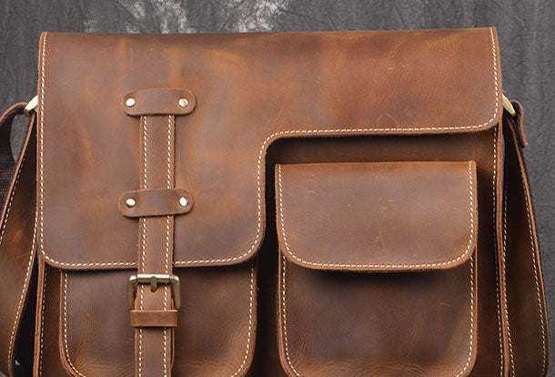 Genuine Leather Messenger Bag Cross Body Cool Chest Bag Sling Bag Travel Bag Hiking Bag For Men