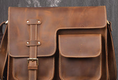 Genuine Leather Messenger Bag Cross Body Cool Chest Bag Sling Bag Travel Bag Hiking Bag For Men
