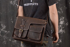 Genuine Leather Messenger Bag Cross Body Cool Chest Bag Sling Bag Travel Bag Hiking Bag For Men