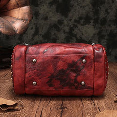 Purple Rivet Vintage Womens Leather Handbags Boston Purse Western Leather Boston Purses for Ladies